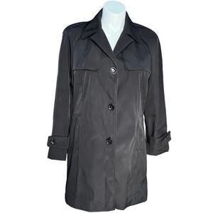 Calvin Klein black water resistant trench coat size Large button closure